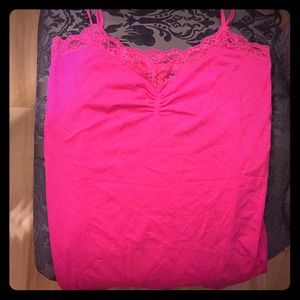 NWOT Hot Pink Cami with Lace Trim